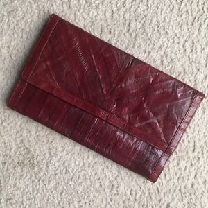 “AUBERGINE”EGGPLANT-VINTAGE EXOTIC EEL CLUTCH BAG